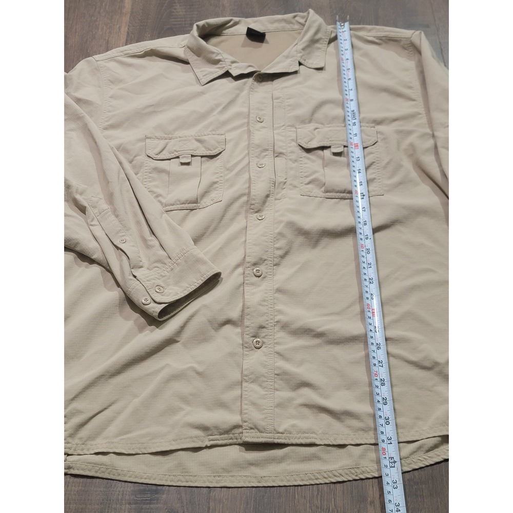 Propper Mens 2XL Tan Ripstop Tactical Long Sleeve Vented Button Down Shirt Khaki